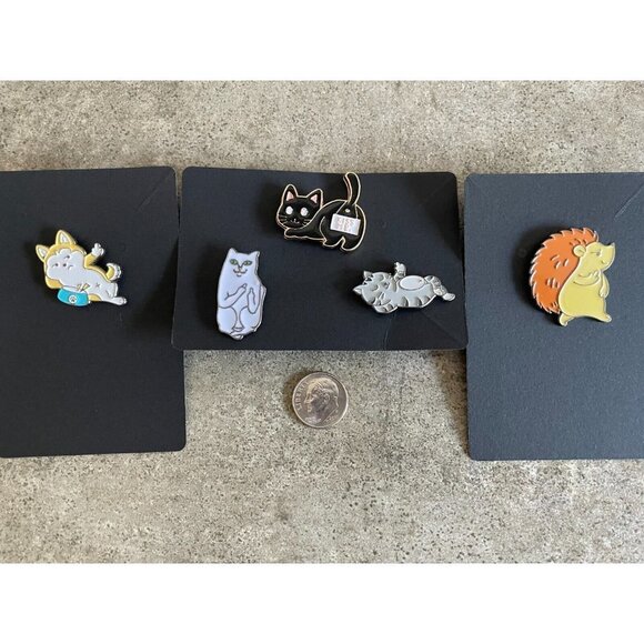 Bad Animals Lapel Pin Set Kiss My Butt Flipping the Bird Cats Dogs Pinbacks - Picture 2 of 2